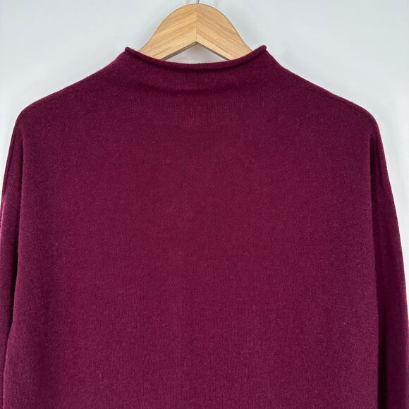 COPY - Eileen Fisher 100% Cashmere Funnel Mock Neck Sweater, Burgundy - Picture 7 of 10
